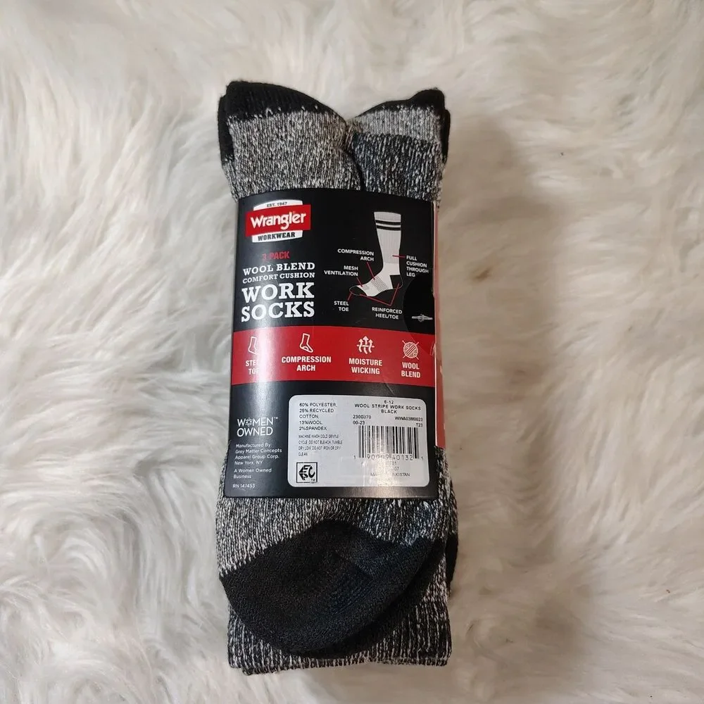 Wrangler Workwear Wool Blend 3pk Size 6-12
